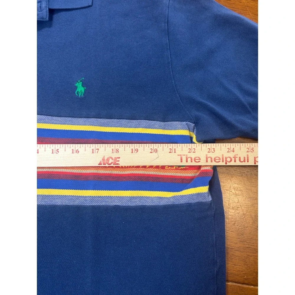 Polo Ralph Lauren Polo Shirt Mens XL Blue Aztec Stripe Southwestern Pony Logo